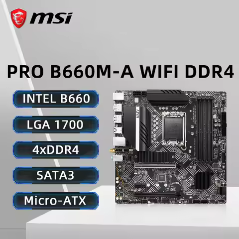 MSI PRO B660M-A WIFI DDR4 Motherboard Support i9-14900KF 13900K i7-14700K i5-12400F CPU DDR4 5333MHz
