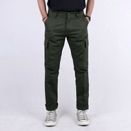 HIJAU Army Green Men's Long Cargo Pants Army Green Cargo Pants Army Green Men's Chino Cargo Pants/