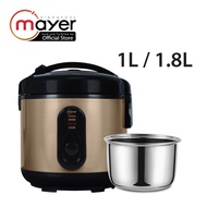 Mayer 1L Rice Cooker with Stainless Steel Pot MMRCS10 / 1.8L Rice Cooker with Stainless Steel Pot MM