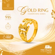 916 Gold Shiny H Fesyen Bold Gold Ring | Cincin Fesyen Kilat Emas 916 | Elegold
