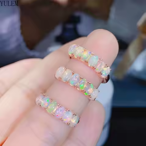 October Birthstone 100% Natural Opal Ring for Daily Wear 3mm*5mm White Opal Silver Ring Gift for Mot