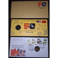 #B 2024 Malaysia China 50th Years Anniversary of Diplomatic Relations 4v Stamp & matching Coin Priva