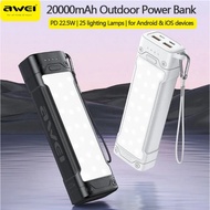 Awei P175K Portable Outdoor Power Bank 20000mAh With 25 lighting Lamps PD 22.5W Powerbank External Battery Fast Charge