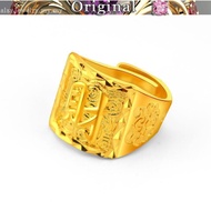 New 916gold men's ring open Xiangyun Fafuzi word pure 916gold well