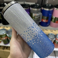 แก้วเพชร แก้วสแตนแลสเก็บความเย็น + หลอดสแตนเลสสีเงิน พร้อมกล่องสวยหรู บุกันกระแทกอย่างดี ขนาด 600Ml