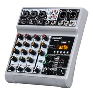 BOMGE Audio Mixer, 5-Channel Digital USB Bluetooth Soundboard with Echo Delay Effects, 48V Phantom P