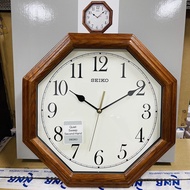Seiko QXA529BN Quiet Sweep Silent Octagon Shape Wooden Oak Case Wall Clock QXA529B