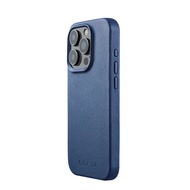 case handphone mujjo full leather case for iphone 15 pro - monaco blue