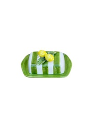 LES OTTOMANS LEMON HAND PAINTED CERAMIC BUTTER DISH