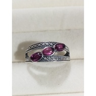 (R196) AMETHYST NATURAL GEMSTONE S925 SILVER ADJUSTABLE RING 紫水晶天然宝石 S925 银可调节戒指 CINCIN BATU PERMATA PERAK UNGU