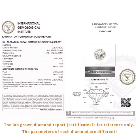 0.3ct 0.5ct 0.8ct 1ct 1.5ct 2ct 3ct Round Lab Grown Diamonds With IGI GIA Certificate CVD HPHT Labor