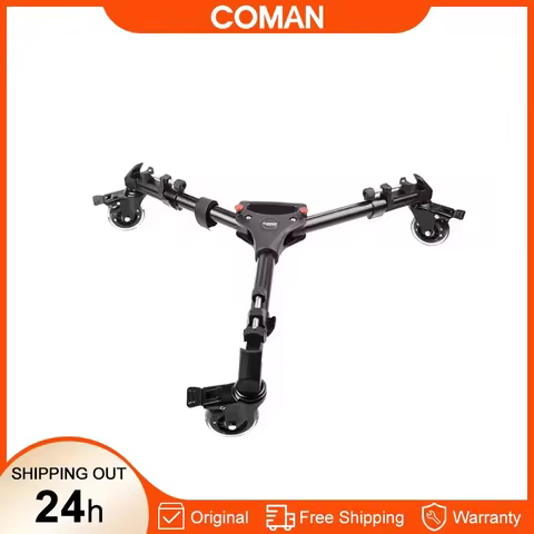 COMAN DF2 Professional Heavy Duty Camera Tripod Dolly 3 Wheels Adjustable Leg Kit For Universal DSLR