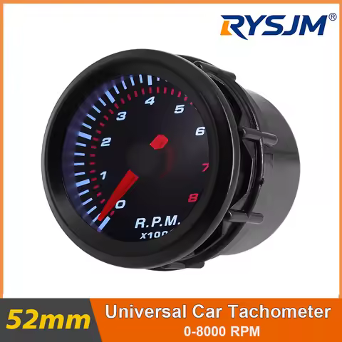 RPM Meter 2" 52mm Universal Car Tachometer White Led Meter Pointer Tacho Meter Smoke Lens 0-8000 RPM