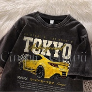 SUKISILK Cotton retro cyberpunk loose hoodie Underground yellow sports car print street