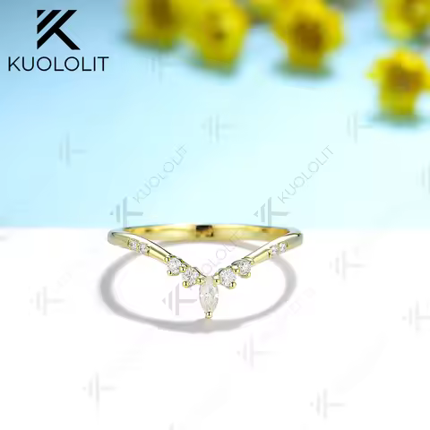 Kuololit Moissanite Rings for Men Women Solid AU750 585 14K 10K 925 Silver Yellow Gold for Wedding B