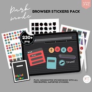數位 230+ Dark-mode Browser Digital Sticker for GoodNotes Cute digital stickers label