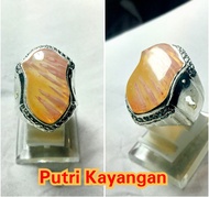 Cincin Batu Akik Mani Gajah Motif Rambut Model Terompah Asli Unik