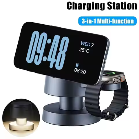 Magnetic Night Light Wireless Charger Stand For Magsafe iPhone 16 15 14 13 12 Apple Watch 9 8 Airpod