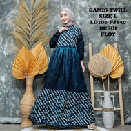 gamis twill ori pekalongan motif aksara vol 2 kancing susun - d