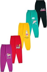 100% Cotton Printed Track Pant for Boys and Girls - Cuffed Angle and Loose Fit Pants for Girls (Pack