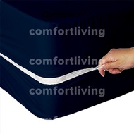 Single Mattress Cover with zip foldable (4inch) bedsheet zip cover single size with zip plain sarung penutup tilam