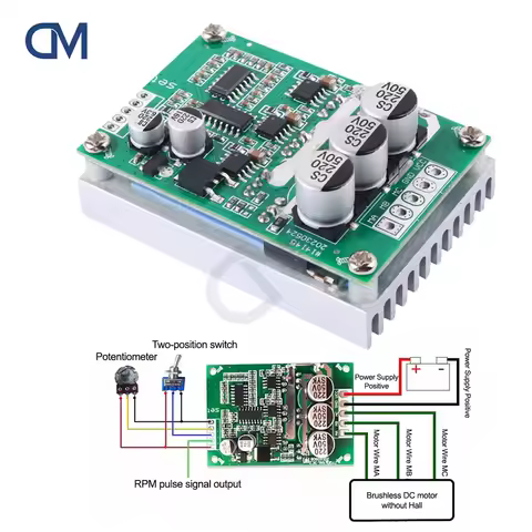 DC 12-36V 15A 500W Brushless Hall Free Motor Driver Board Motor Foward Reverse Speed Controller Cont