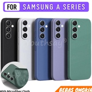 BEST!. Case Samsung Galaxy A14 A24 A34 A54 A74 5G Liquid Silicone Mircrofiber Casing