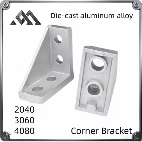 4Pcs/lot 2040 3060 4080 Corner Fitting Angle Aluminum L Connector Bracket Fastener for Aluminium Pro