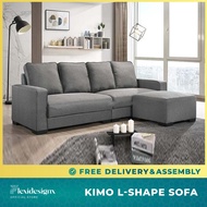 L-Shape 2+3 Seater Set KIMO Sofa/ Fabric House Rental / Relax Sofa - Flexidesignx