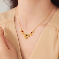 Retro Golden Flower Necklace For Women Lucky Necklace Daily Wear Valentines Day Gift