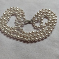 A Beautiful 14+15+16-Inch Three-Layer Aaaa White 6Mm Shell Pearl Necklace