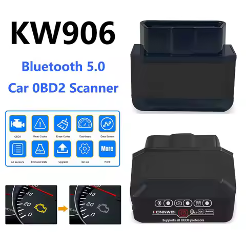 KONNWEI KW906 Pic18F25K80 ELM327 V1.5 Car Diagnostic Tools Bluetooth 5.0 OBD2 Scanner For Android/IO