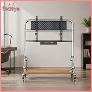 Sunnimix Sturdy Freestanding Mobile TV Stand with Storage Shelf Long-Lasting Stainless Steel Frame T