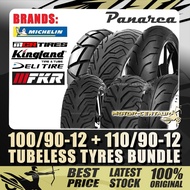 TAYAR MICHELIN, DURO, DELI, KINGLAND, CAMEL TUBELESS TYRE 100/90-12+110/90-12 FOR WMOTO GENMA, BENEL