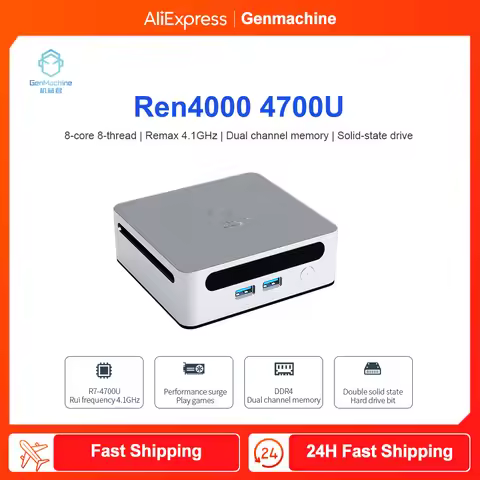 2025 GenMachine New Mini PC Ren4000 4700U AMD Ryzen7 4700U CPU 2.0GHz Up to 4.1GHz Windows 10/11 DDR