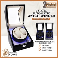 2 Slots Automatic Watch Winder Storage Display with Smart Stop Technology and LED Light - 3 COLORS