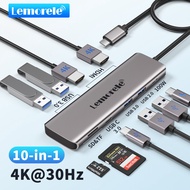 Lemorele TC91 USB-C Hub 10 ใน 1 อะแดปเตอร์หลายพอร์ต 4K HDMI  USB 3.0 SD / TF รองรับ MacBook iPad Swi