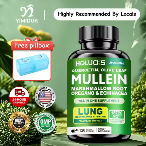 Premium Mullein Leaf Extract Capsules, with Vitamin C, Support Expectorant, Soothes Airways & Reduce