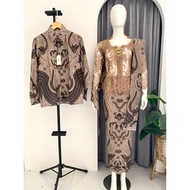 Metallic sparkling sequin kebaya set with milo sequins and couple batik for graduation, engagement, 