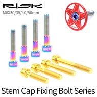 RISK Titanium M6*30/35/40/50mm Bicycle Headset Bolts MTB Road Bike Stem Top Cap Screws M6x30mm M6x35