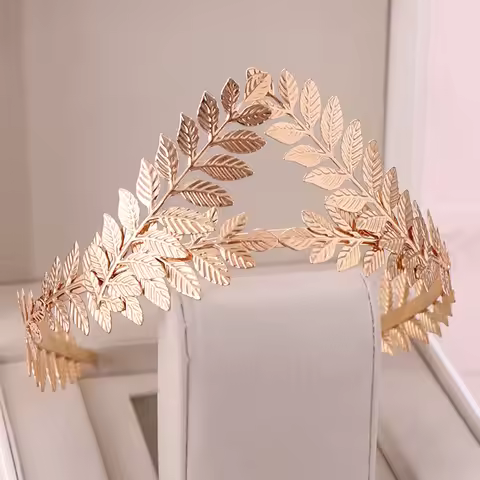 Greek Roman Goddess Olive Leaf Metal Headbands Headdress Bride Tiara Wedding Accessories Miss Univer