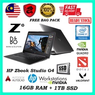 HP Zbook Studio G4 (i7-7820HQ+Nvidia Quadro M1200)~16GB Ram~SSD 1TB~15.6"Inch Notebook/Laptop USED