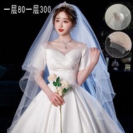 Zhang Xinyo ผ้าคลุมหน้าเจ้าสาวพร้อมวัสดุเส้นด้ายนุ่มหางยาวสําหรับชุดแต่งงานอุปกรณ์เสริมที่หรูหราและเ