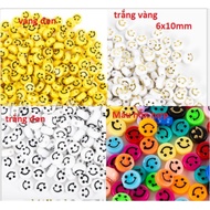 10-50 grams of 10mm EMERGED PRINTED smiley face beads, good quality for piercing hats and making jew