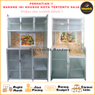 ( PRE ORDER ) Rak Piring 3 Pintu Alumunium / Rak Kaca Keramik Minimalis Murah Bandung Cirebon