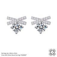 MY JEWEL 18K Real Gold Plated Stone Round Stud Earrings with Diamond Simulant CZ