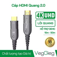 Optical HDMI Cable 2.0 4K60Hz 2.1 8K60Hz VegGieg 10m 20m 30m 40m 50m HDMI Fiber Optic V-H710 V-H801 