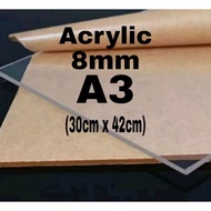 Acrylic Akrilik Lembaran Ukuran A3 42cm X 30cm Tebal 8mm