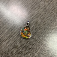 Ammonite Fossil DIY Pendant + Necklace 天然拼接斑彩螺设计款吊坠+项链 15mm - (1 set)