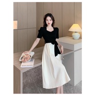 Korean white midi dress for woman formal civil wedding gown cocktail dress for graduation elegant xl
